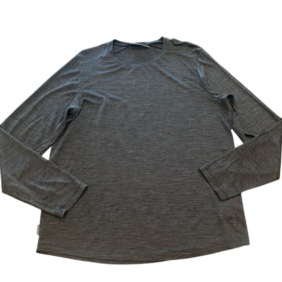 Icebreaker Sz L Charcoal Gray Base Layer Cool-Lite Long Sleeve Lightweight Tee - Picture 1 of 16